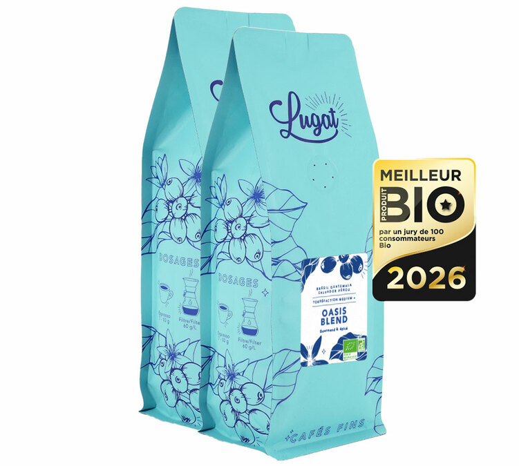 2 kg Βιολογικού Καφέ σε Κόκκους για Επαγγελματίες Oasis Blend - Βραβευμένο Καλύτερο Βιολογικό Προϊόν - Cafés Lugat