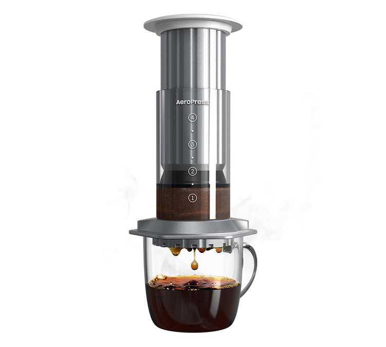 AEROPRESS Premium tragbare Kaffeemaschine PR005 Silber