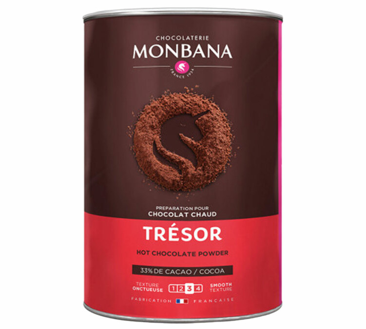 Heiße Schokolade Pulver Trésor 33% Kakao - Großpackung 1 kg - MONBANA