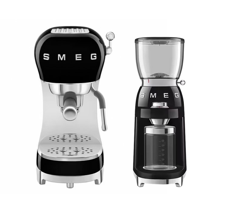 SMEG ECF02BLEU espressomaskin + CGF11BLEU kaffekvern