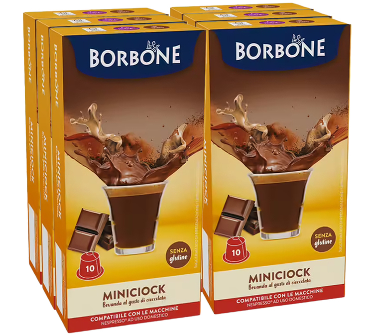 60 Nespresso* Original suderinamų kapsulių šokoladas Miniciock - CAFFE BORBONE