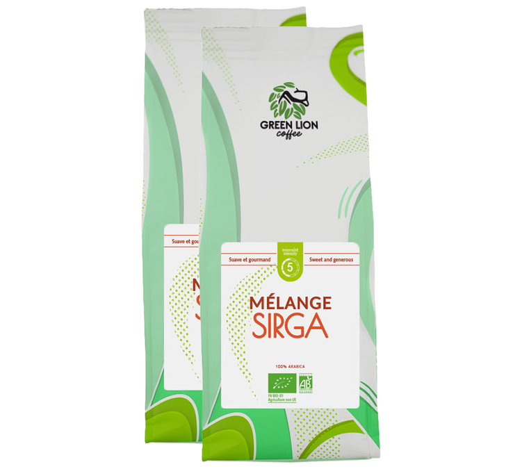 2 kg – Kaffeebohnen für den professionellen Gebrauch – die Sirga Bio-Mischung – GREEN LION COFFEE