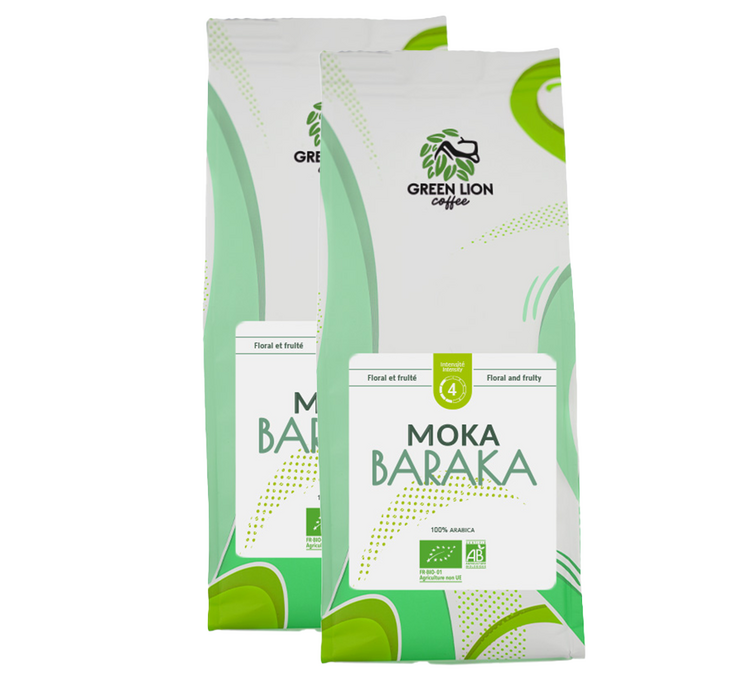 2 kg – zrnena kava za profesionalnu upotrebu – Moka Baraka Bio – GREEN LION COFFEE