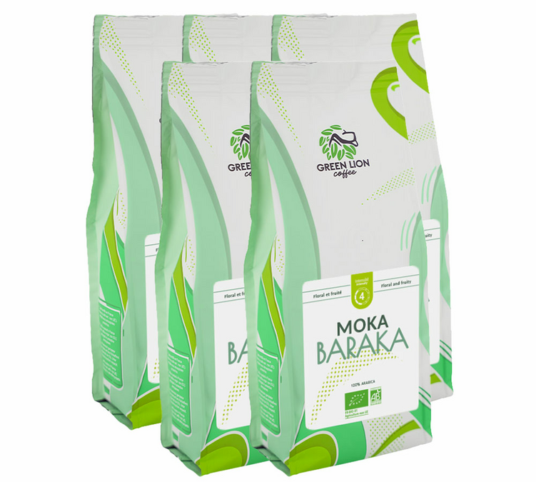 5 kg - Whole Bean Coffee for Professionals - Moka Baraka Bio - GREEN LION COFFEE
