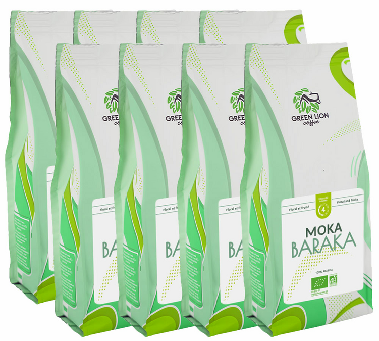 8 kg - Café en grano para profesionales - Moka Baraka Bio - GREEN LION COFFEE