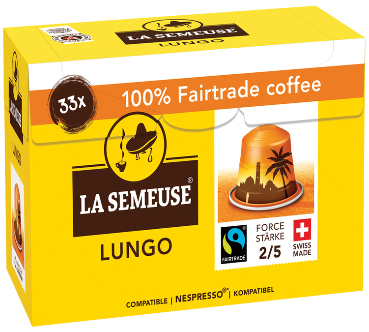 33 kapsler, kompatible med Nespresso* Original Lungo – Fairtrade – LA SEMEUSE