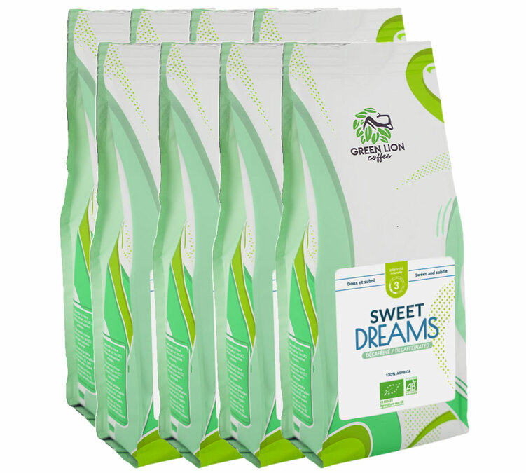 8 kg – Kahvipapuja ammattikäyttöön – Sweet Dreams, kofeiiniton, luomulaatu – GREEN LION COFFEE