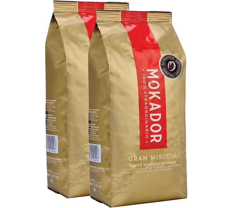 2 x 1 kg - Caffè in grani - 100% Straordinario Gran Miscela - MOKADOR CASTELLARI