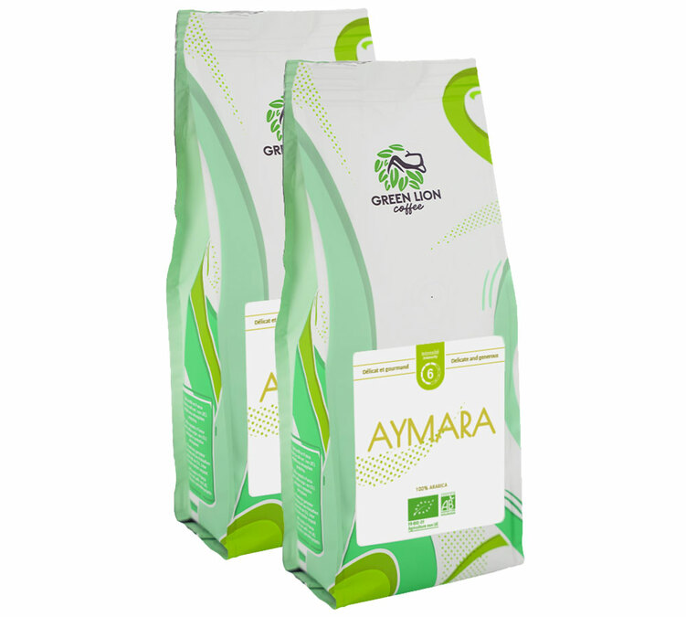 2 kg – økologisk Aymara-kaffe i hele bønner, beregnet for profesjonell bruk – Green Lion Coffee.