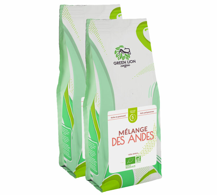2 kg organikus kávébab, professzionális felhasználásra – A Dél-amerikai keverék – Green Lion Coffee