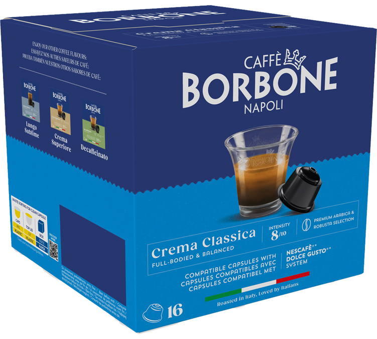 16 kapsler, kompatible med Nescafé Dolce Gusto* – Crema Classica – CAFFE BORBONE