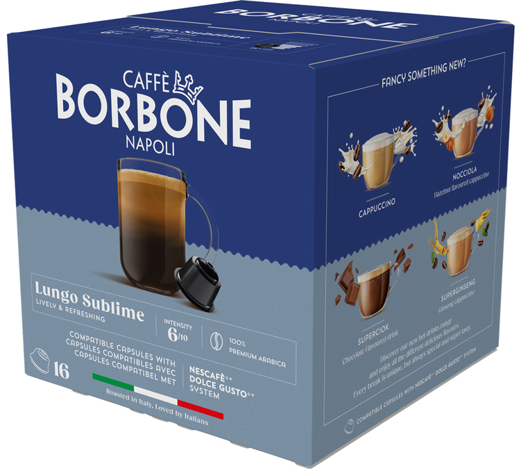 16 Kapseln, kompatibel mit Nescafé Dolce Gusto* Lungo Sublime – CAFFE BORBONE