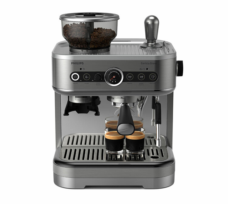 Aparat za espresso PHILIPS Barista Brew, dvostruki spremnik za zrnastu kavu, model PSA3228/01, metalni.