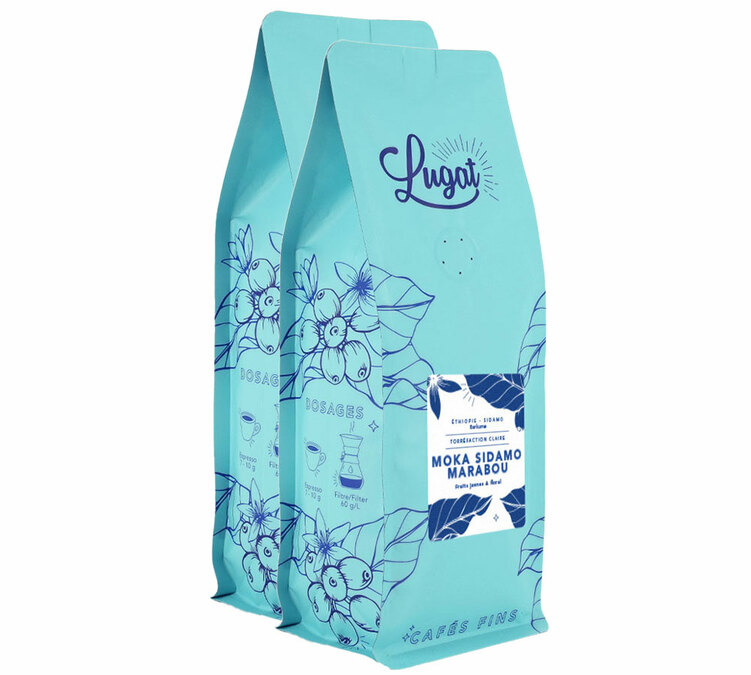 2 kg Whole Bean Coffee for Professionals Ethiopia Moka Sidamo Marabou - Lugat