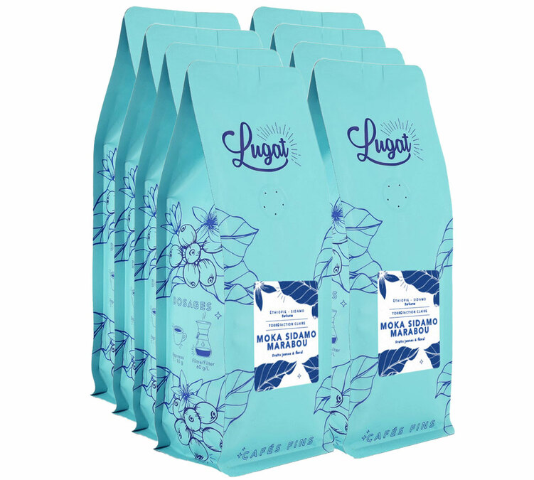 8 kg Kaffeebohnen für den professionellen Gebrauch, Äthiopien, Moka Sidamo, Marabou – Lugat