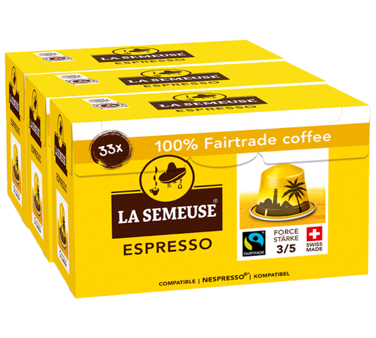 99 kapselia, yhteensopiva Nespresso* Original Espresso -laitteiden kanssa, Reilun kaupan tuote – LA SEMEUSE