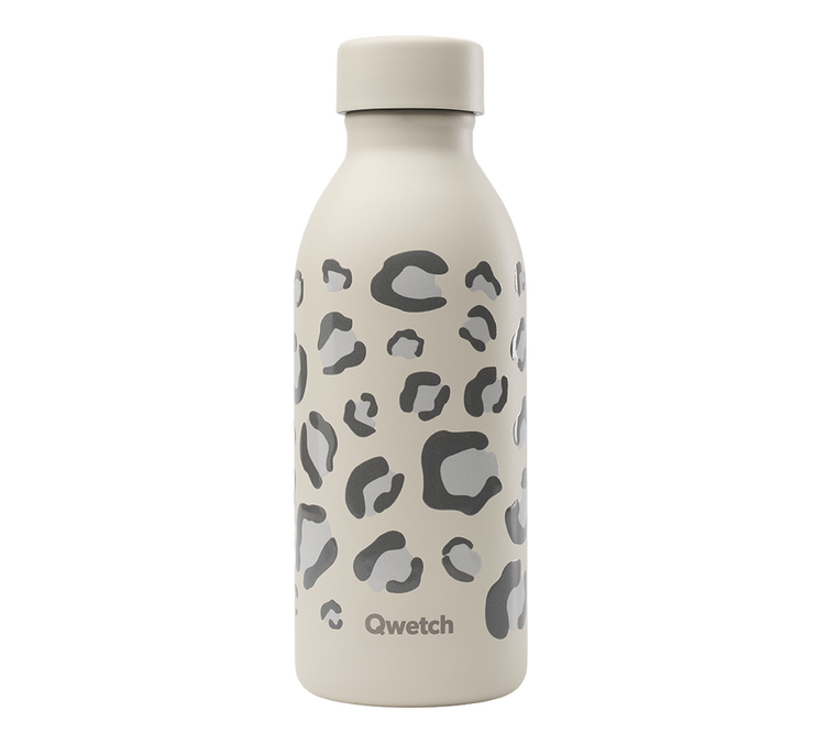 Isolerad vattenflaska Icon, sandfärgad med leopardmönster – 50 cl – QWETCH