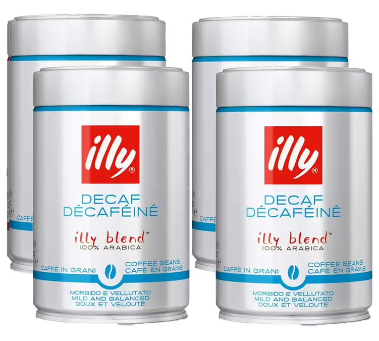 4 confezioni da 250 g - Caffè in grani - Decaffeinato, tostatura Classico - ILLY