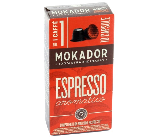 10 капсули, съвместими с Nespresso* Original, ароматна смес „Арома̀тико“ – „Мокадо̀р“.