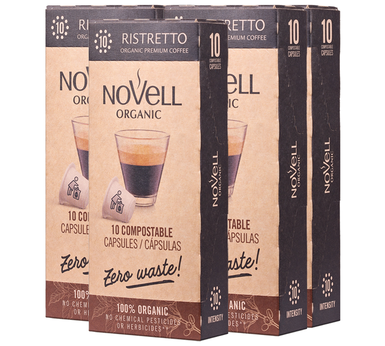 50 cápsulas compatibles con Nespresso* Ristretto Bio para uso profesional – NOVELL
