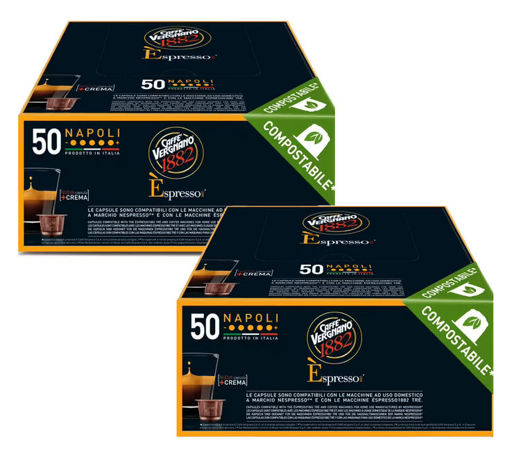 100 κάψουλες, συμβατές με τις μηχανές Nespresso* Original, γεύση Napoli, για επαγγελματική χρήση - CAFFE VERGNANO.