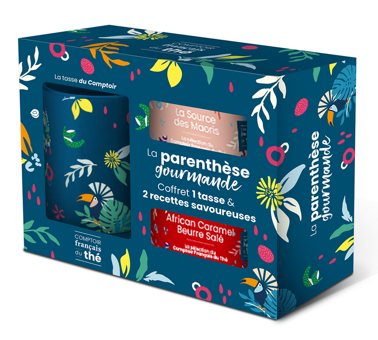 Zestaw herbat „La parenthèse gourmande” – 2 rodzaje herbat liściastych + 1 filiżanka – COMPTOIR FRANÇAIS DU THÉ.