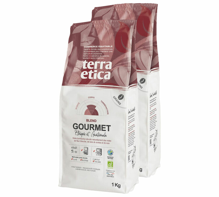 2 kg ekologiškos kavos pupelės, skirtos profesionalams, „Espresso Gourmet“ – „Terra Etica“