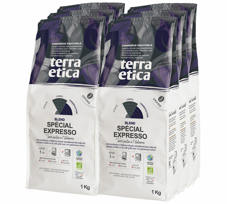6 kg luomukahvipapuja ammattikäyttöön, erityisesti espressokahvin valmistukseen – Terra Etica.
