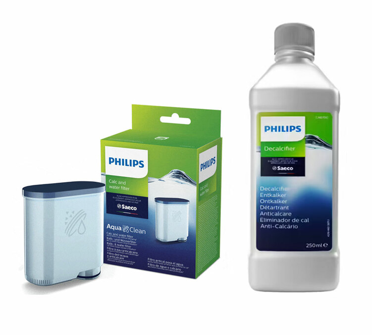 Vedlikeholdspakke fra PHILIPS – Aquaclean-filterpatron CA6903/10 + avkalkingsmiddel CA6700/10.