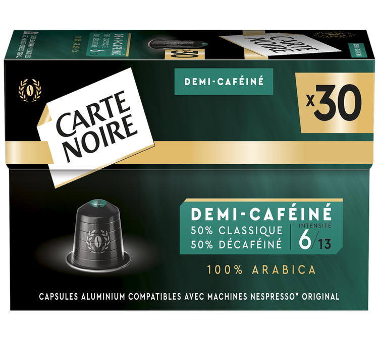 30 capsules, geschikt voor Nespresso* Original, half-gecafeïneerd - CARTE NOIRE