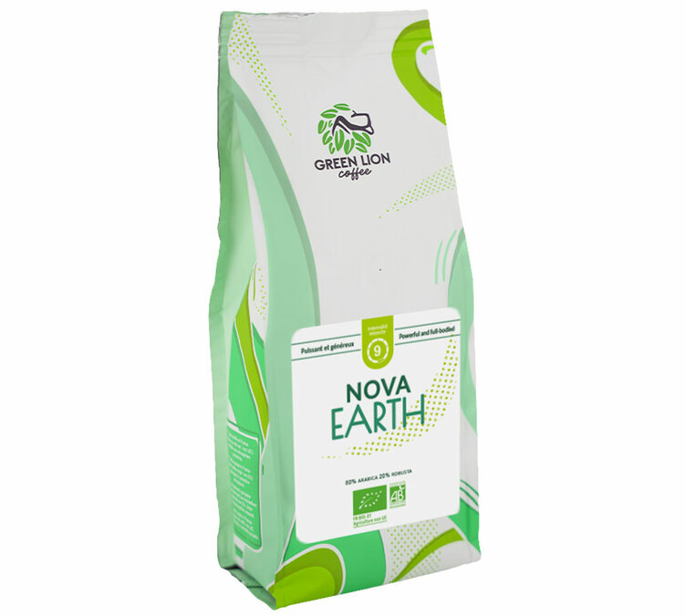 1 kg hela kaffebönor för professionellt bruk, Nova Earth (tidigare Terre d'Avenir) – Green Lion Coffee.