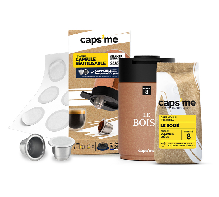 Cápsulas reutilizáveis compatíveis com Nespresso* Original – Estojo Slide compatível com Nespresso* Original – CAPS’ME