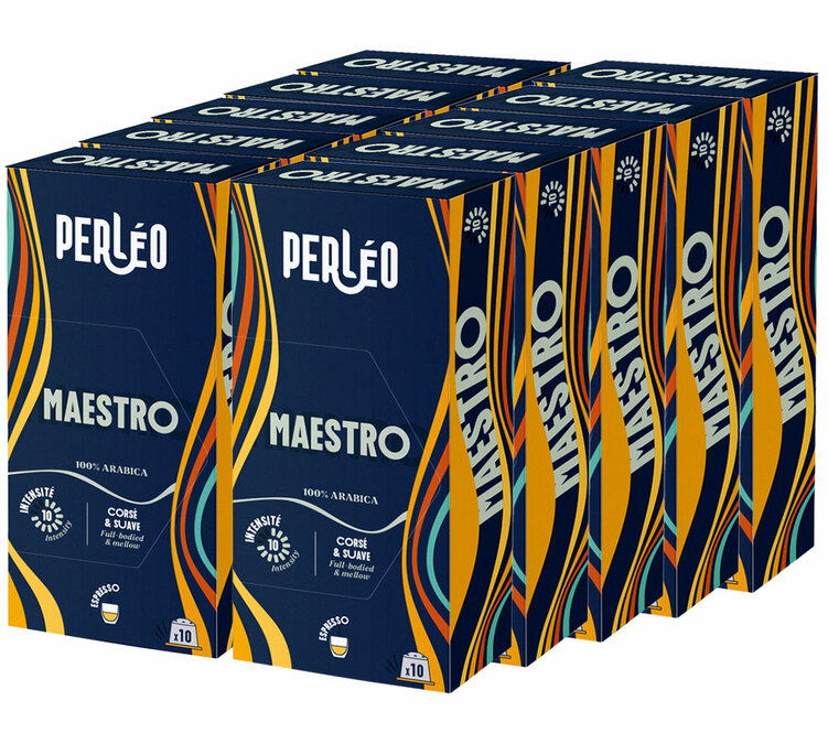 100 cápsulas compatíveis com Nespresso* Original para uso profissional, marca Maestro - PERLÉO.