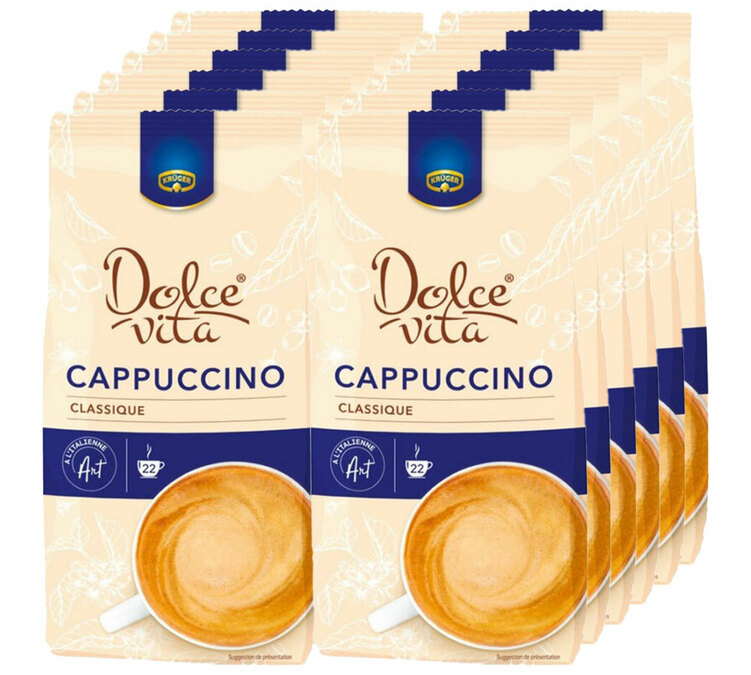 12 x 380 g - Café solúvel para uso profissional - Cappuccino clássico - DOLCE VITA