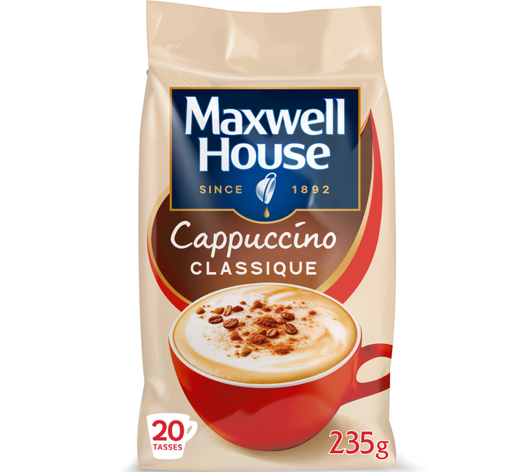 235 g – Lösligt kaffe för professionellt bruk – Cappuccino – MAXWELL HOUSE