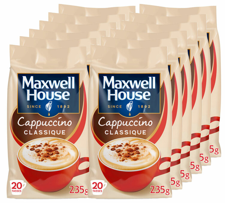 12 x 235 g – tirpi kava profesionalams – kapučinas – „MAXWELL HOUSE“