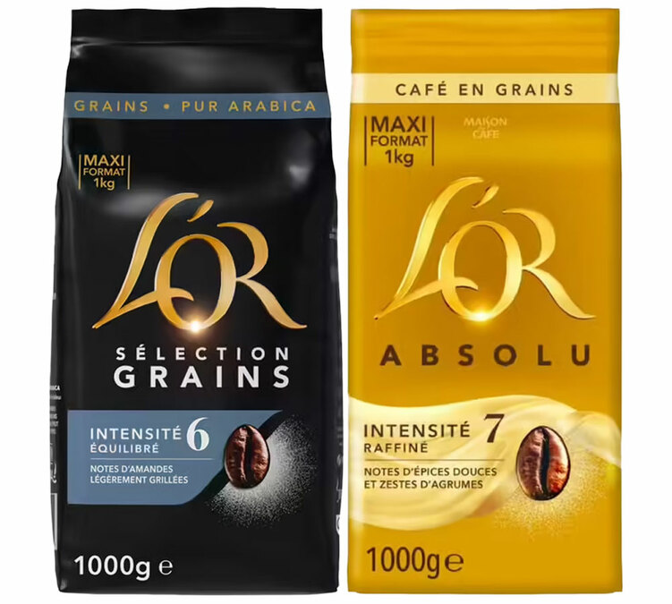 2 x 1 kg – Зрна кафе – Паковање „Арабика“ („Апсолу“ и „Селекција Арабика“) – „L’OR“