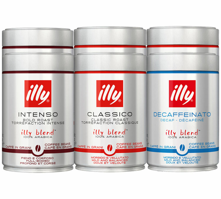 6 x 250 g – szemes kávé – „Felfedező válogatás” – különböző erősségű kávék – ILLY
