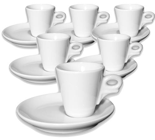 6 chávenas de café expresso e pires de porcelana de 7 cl, modelo Giotto - Ancap.