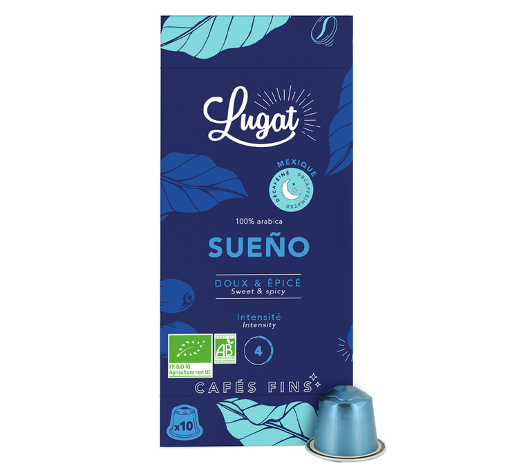 10 capsule compatibili con Nespresso* Original Deca, biologiche, linea Sueño - LUGAT