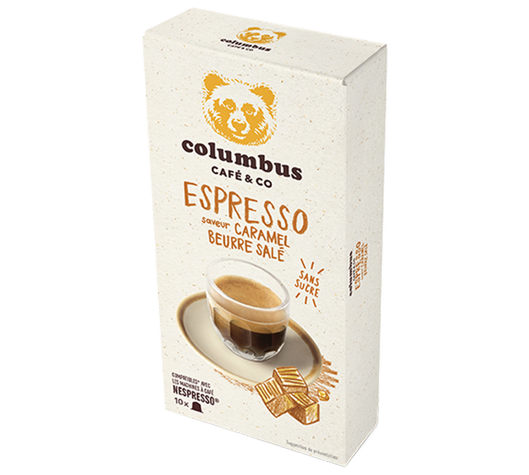 10 capsule compatibili con Nespresso* Original, gusto Caramello e Burro Salato - COLUMBUS CAFE & CO