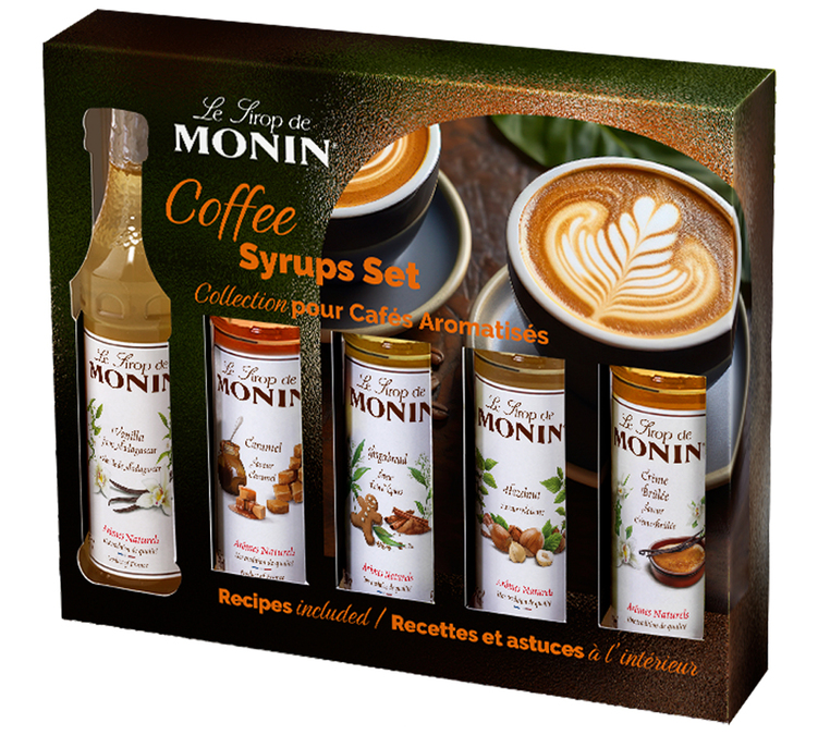 Confezione regalo con caffè aromatizzati – 5 boccette di sciroppo – Monin