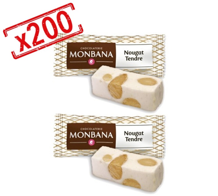 Packung mit einzelnen Mini-Nougats – 200 Beutel (1 kg) – MONBANA