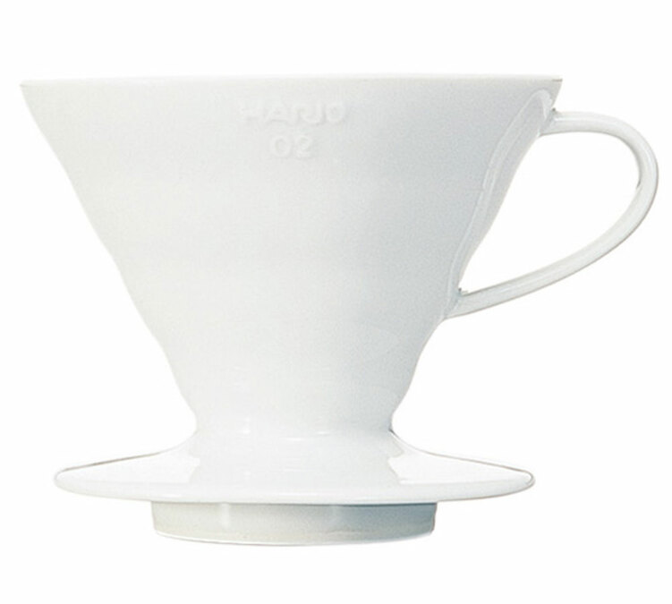 Hario V60 VDC-02 koffiedruppelaar, wit, voor 2 tot 4 kopjes.