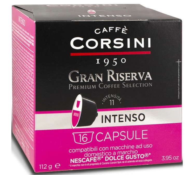 16 capsules compatibles Nescafé* Dolce Gusto* Gran Riserva Intenso – CORSINI