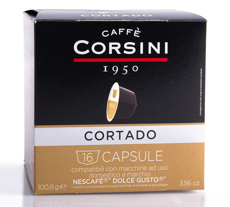 16 cápsulas compatibles con Nescafé* Dolce Gusto* para preparar Cortado – CORSINI