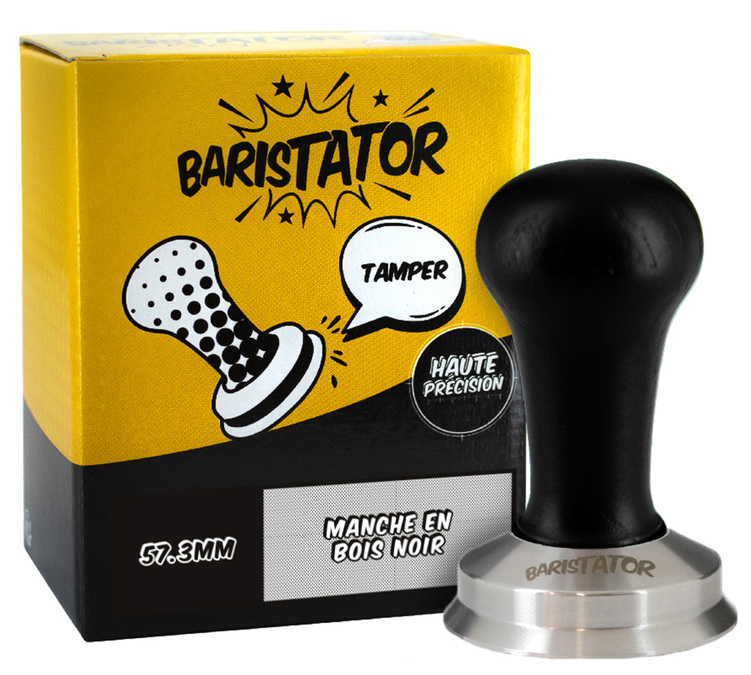 Tamper-kahvinpuristin BARISTATOR 57,3 mm, erittäin tarkka, musta puu