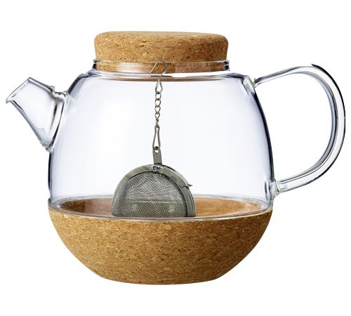 Theepot Cortica van glas en kurk, 50 cl + theezeefje - VIVA Scandinavia