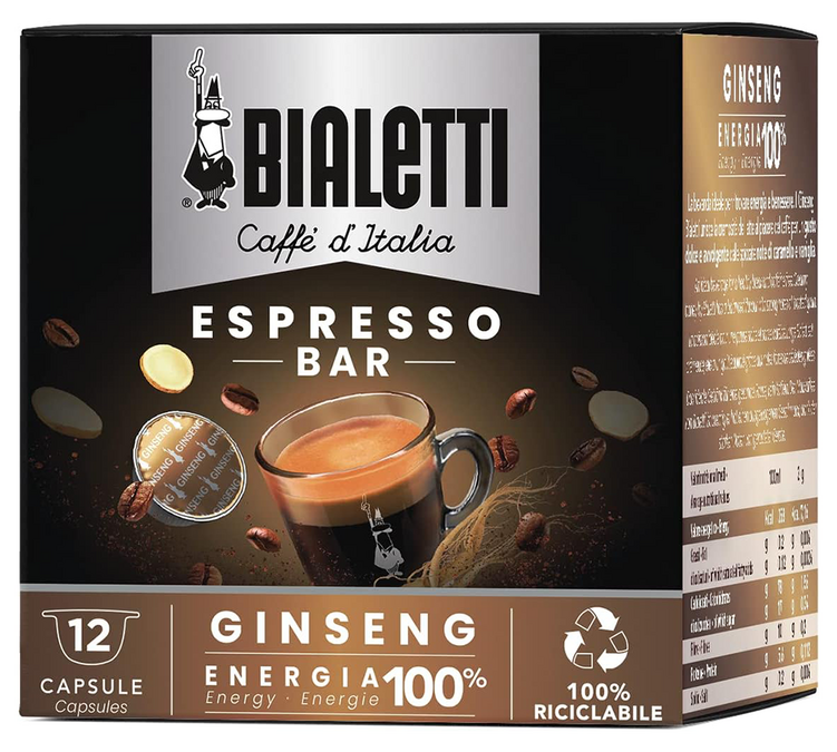 12 Mokespresso Ginseng Coffee Capsules - BIALETTI