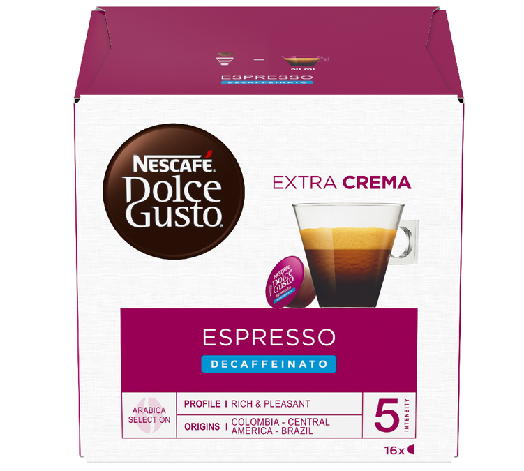 16 capsule di caffè decaffeinato per espresso – Nescafé* DOLCE GUSTO*